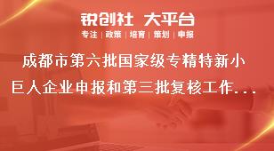 成都市第六批國家級專精特新小巨人企業申報和第三批復核工作注意事項獎補政策