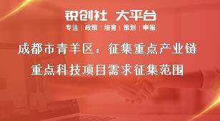 成都市青羊區(qū)：征集重點產(chǎn)業(yè)鏈重點科技項目需求征集范圍獎補政策