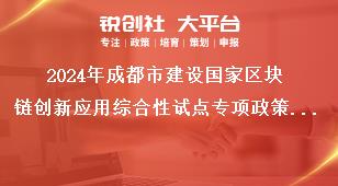 2024年成都市建設國家區(qū)塊鏈創(chuàng)新應用綜合性試點專項政策項目（第一批）申報工作工作要求獎補政策