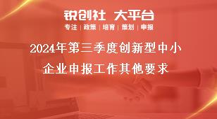 2024年第三季度創(chuàng)新型中小企業(yè)申報工作其他要求獎補(bǔ)政策